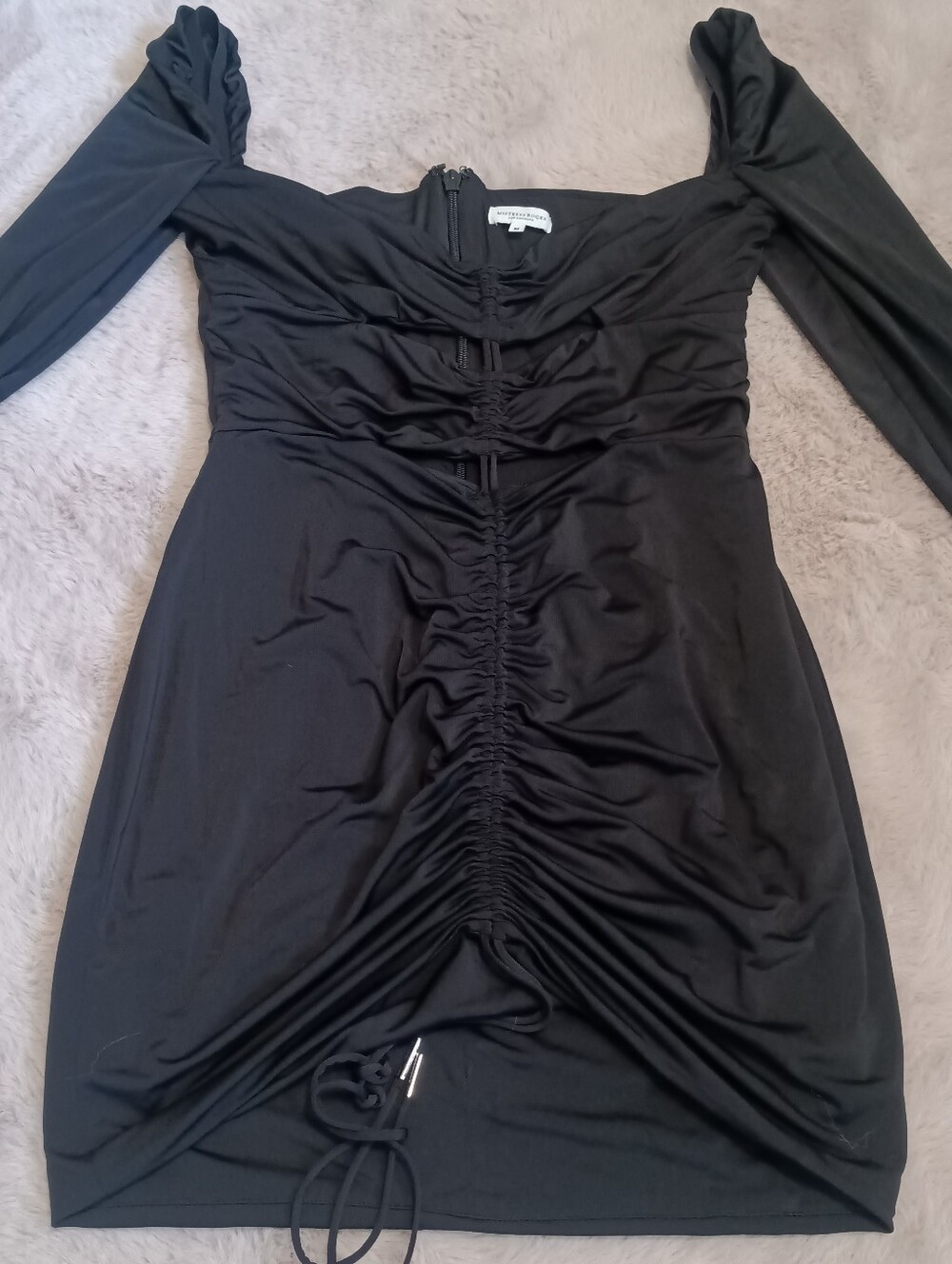 Mistress Rocks Black Ruched Off-Shoulder Mini Dress Cutout Bodycon Size M
